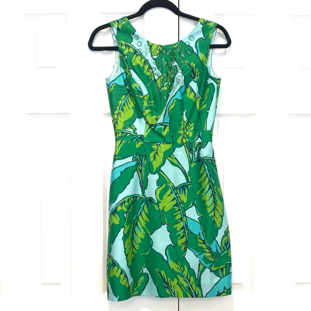 Vineyard Vines Sz 00 Green Banana Leaf Print Dress